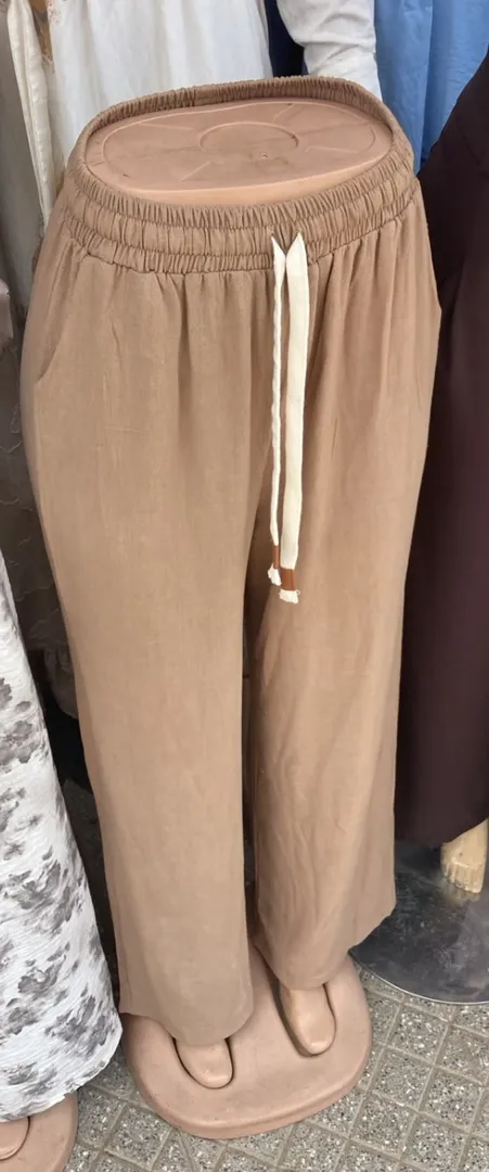 Pantalon Fluide Large à Taille Élastiquée