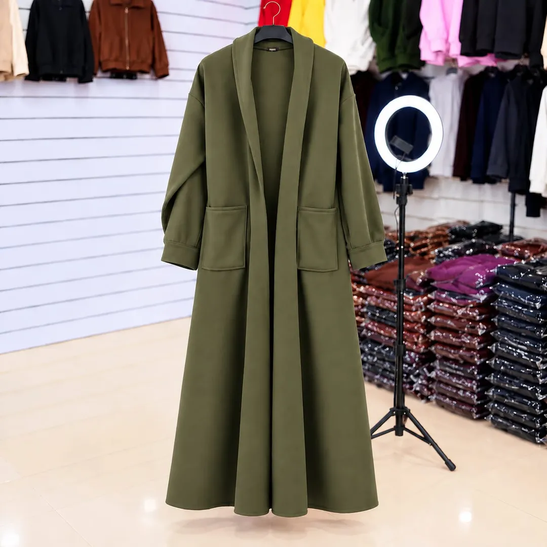 Manteau Long Elégant - Vert Kaki