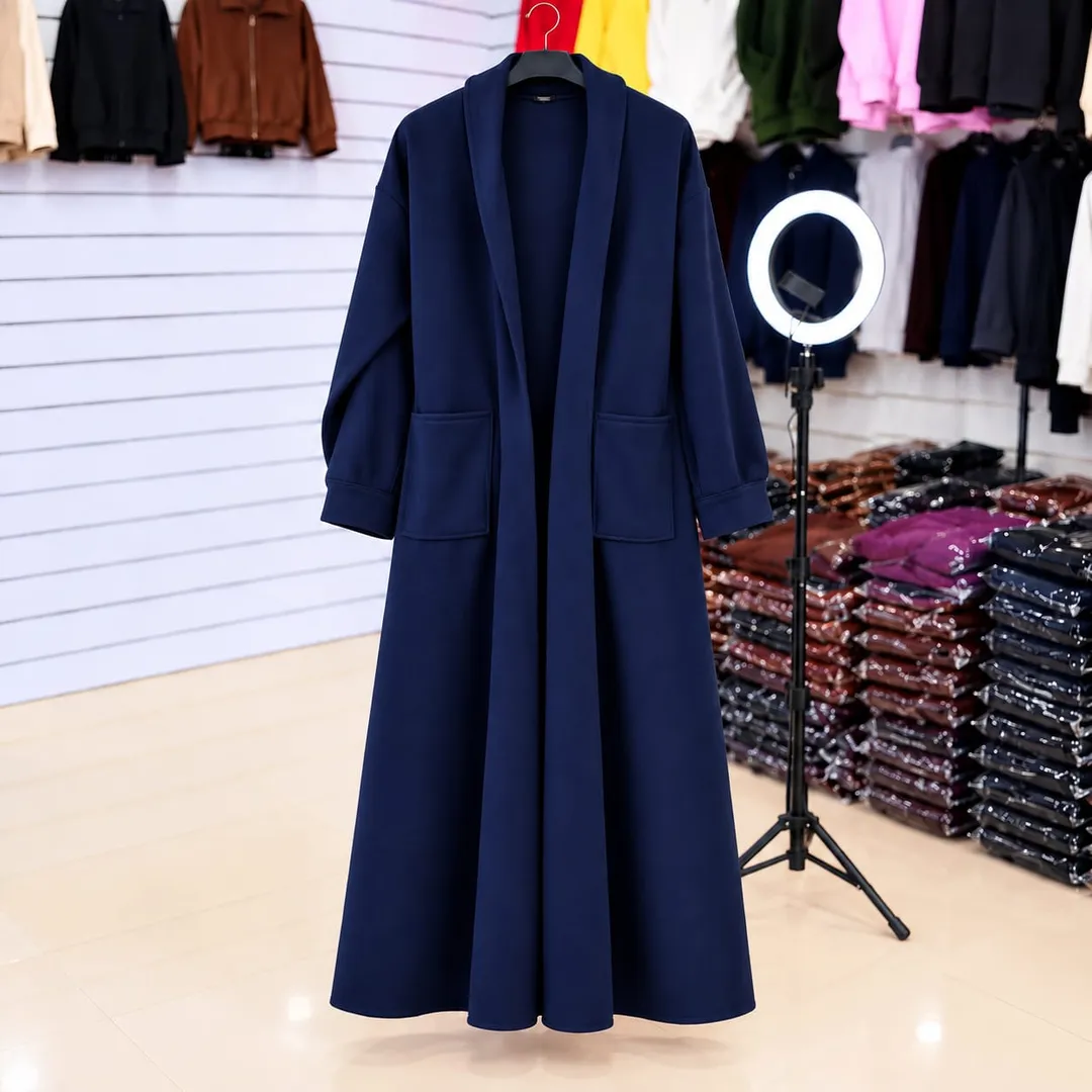 Manteau Long Elégant - Bleu Foncé